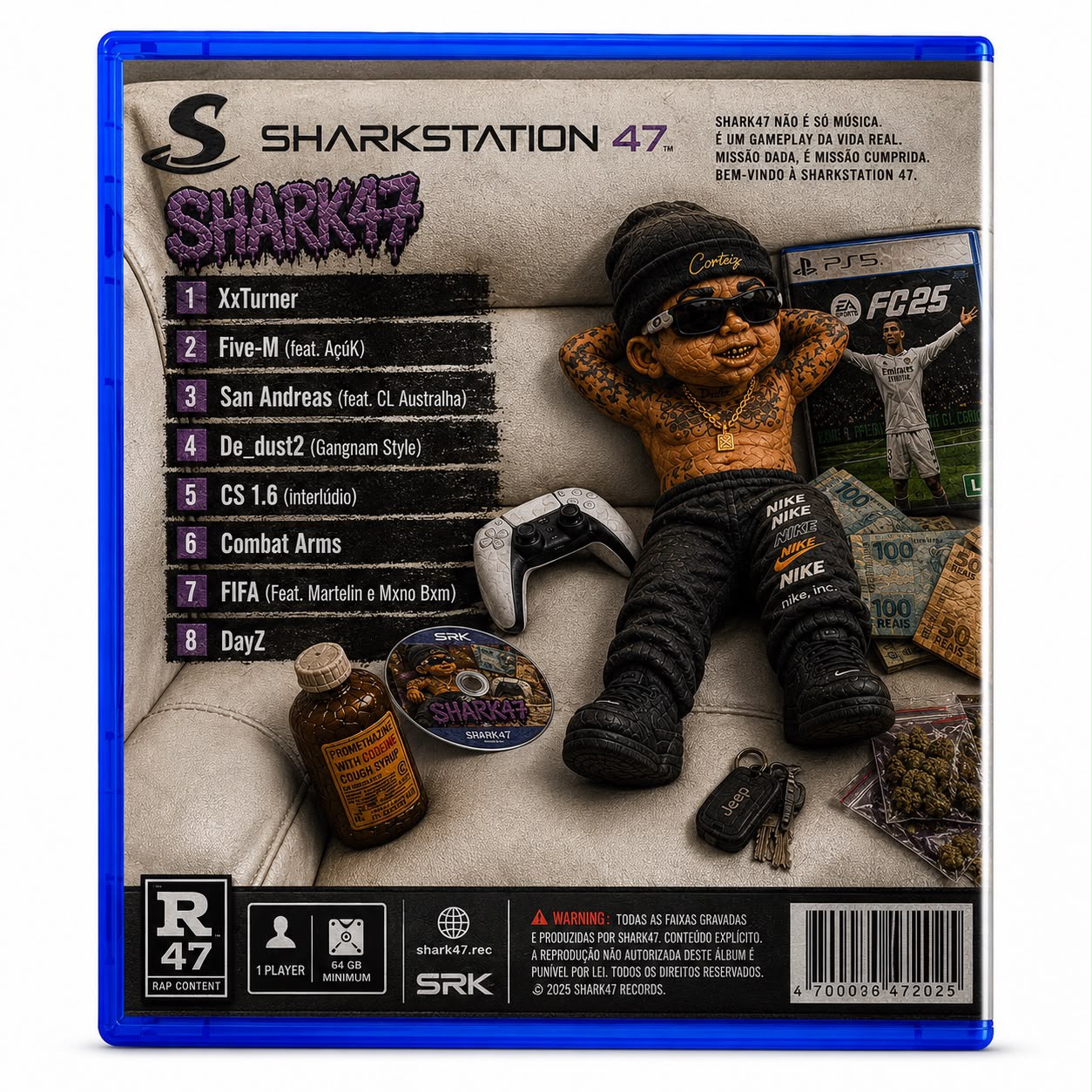 Capa oficial SHARKSTATION 47 em formato de game case